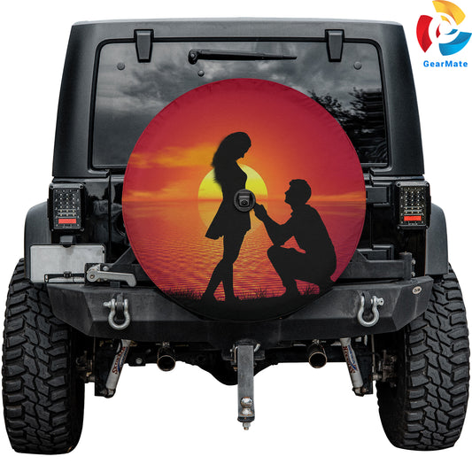 Couple Proposal Spare Tire Cover – Premium Waterproof UV Resistant Protector