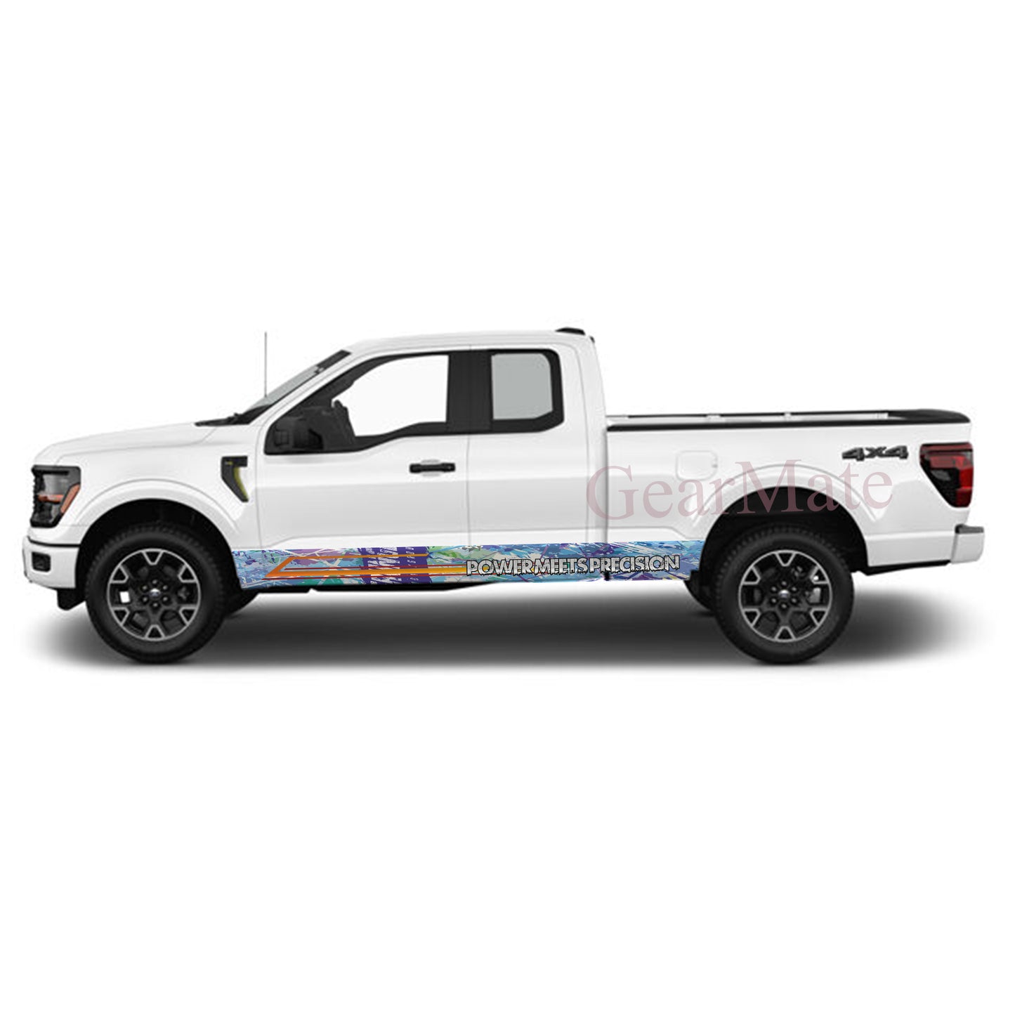 Power Meets Precision Rocker Panel Graphic Decal Kit (Left & Right Sides) - High Quality Vinyl for Trucks & SUVs