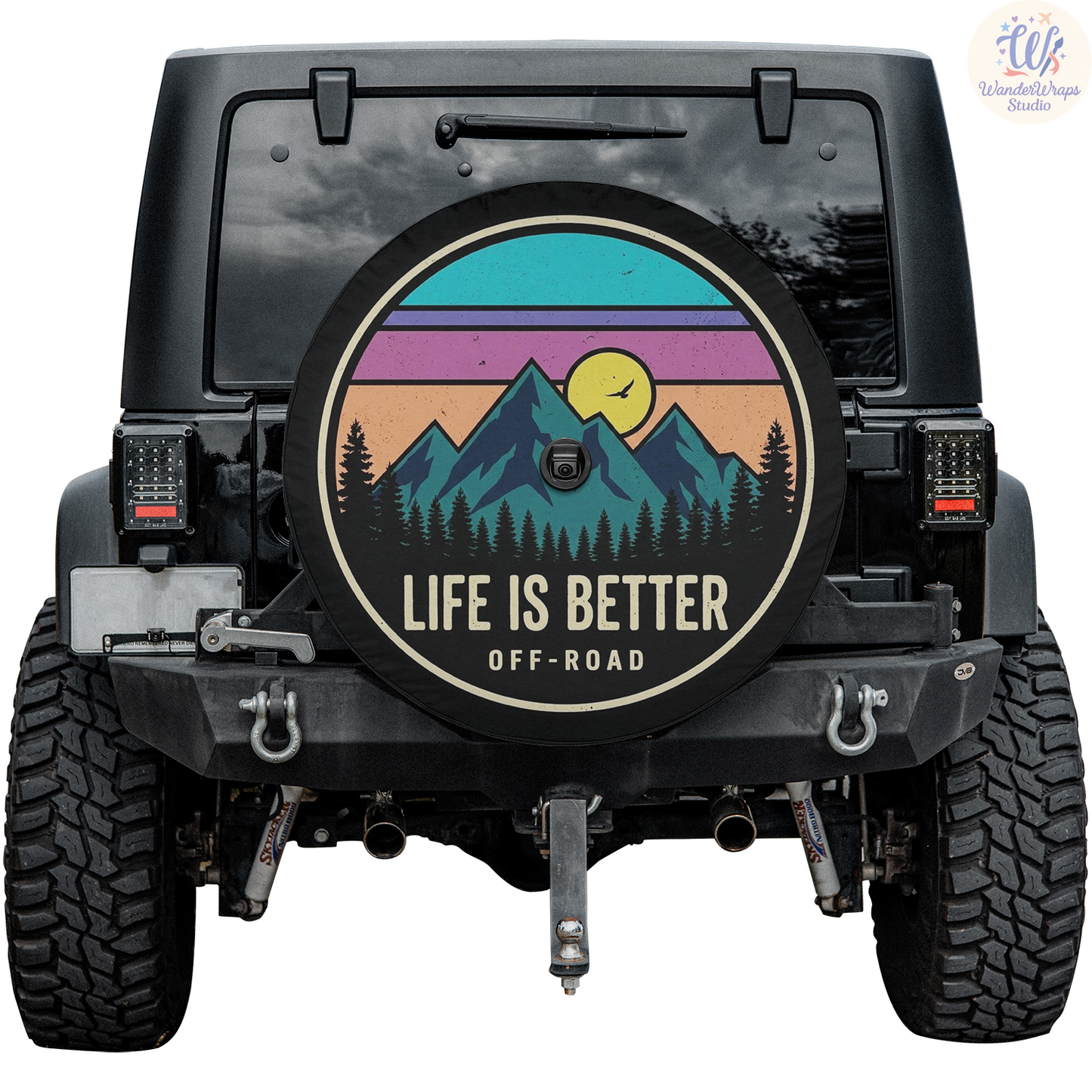Life is Better Off Road Spare Tire Cover – Waterproof UV Resistant Protector with Camera Hole