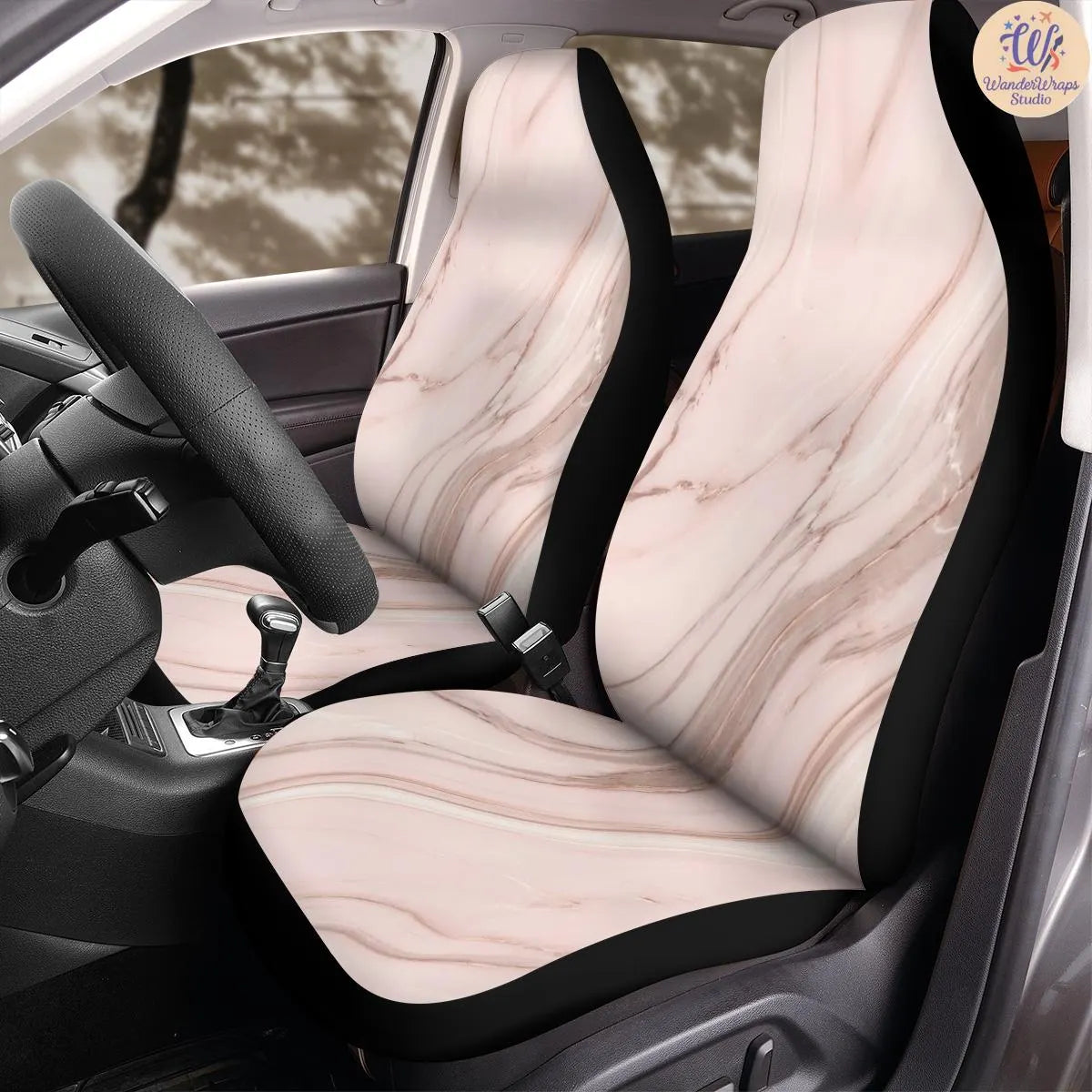 Modern Marble Vein Pattern Car Seat Covers – High Quality Graphic and Polar Fleece Protector Set