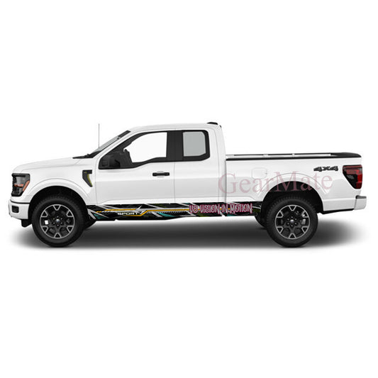 V8 Vision in Motion Rocker Panel Graphic Decal Kit (Left & Right Sides) - High Quality Vinyl for Trucks & SUVs