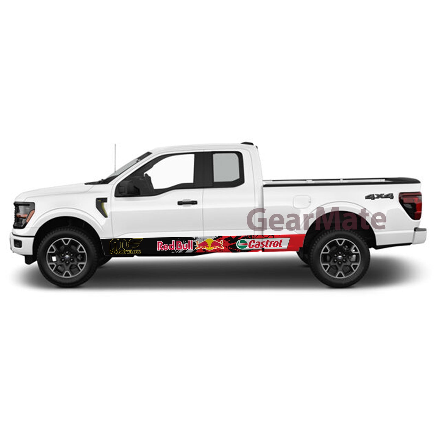 Racing Redbull Magnaflow Rocker Panel Graphic Decal Kit (Left & Right Sides) - High Quality Vinyl for Trucks & SUVs