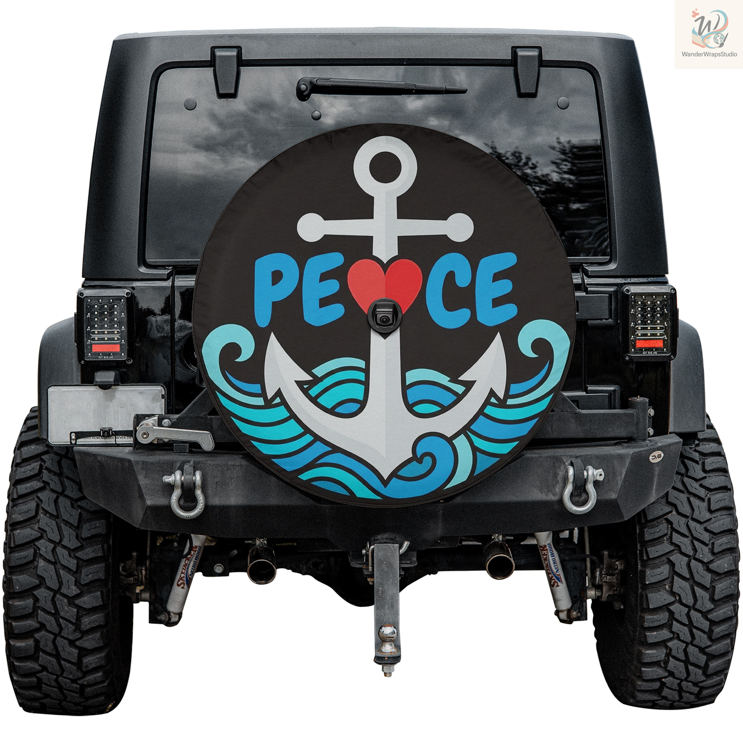 Peace Anchor Spare Tire Cover – Waterproof UV Resistant Protector with Camera Hole