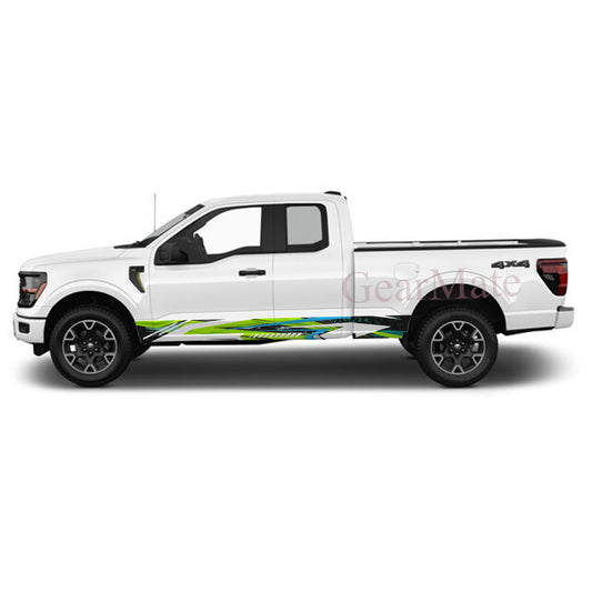 Racing Green Blue Panel Graphic Decal Kit (Left & Right Sides) - High Quality Vinyl for Trucks & SUVs
