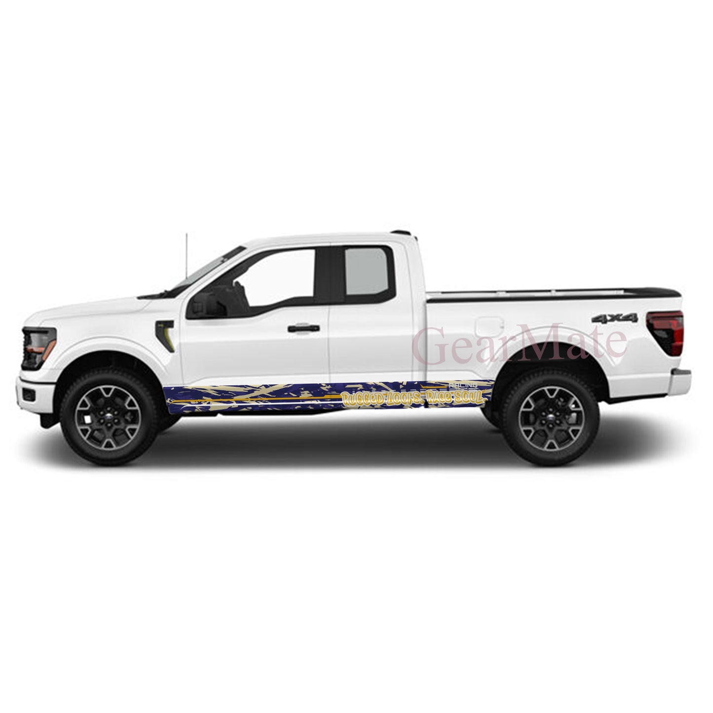 Rugged Looks Race Soul Rocker Panel Graphic Decal Kit (Left & Right Sides) - High Quality Vinyl for Trucks & SUVs