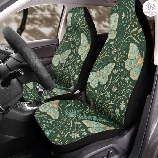 Emerald Moth Garden Car Seat Covers – High Quality Graphic and Polar Fleece Protector Set