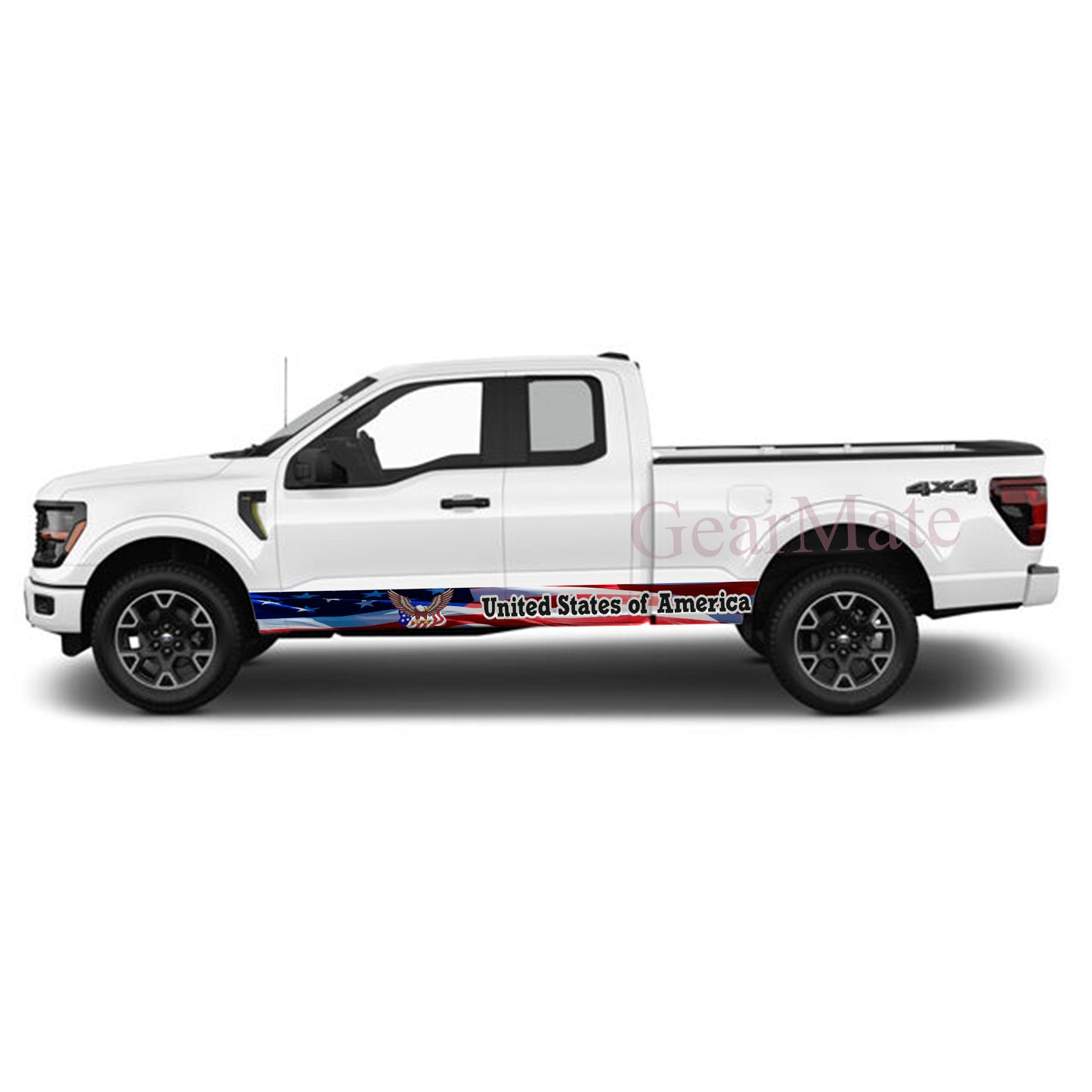 United States of America Rocker Panel Graphic Decal Kit (Left & Right Sides) - High Quality Vinyl for Trucks & SUVs