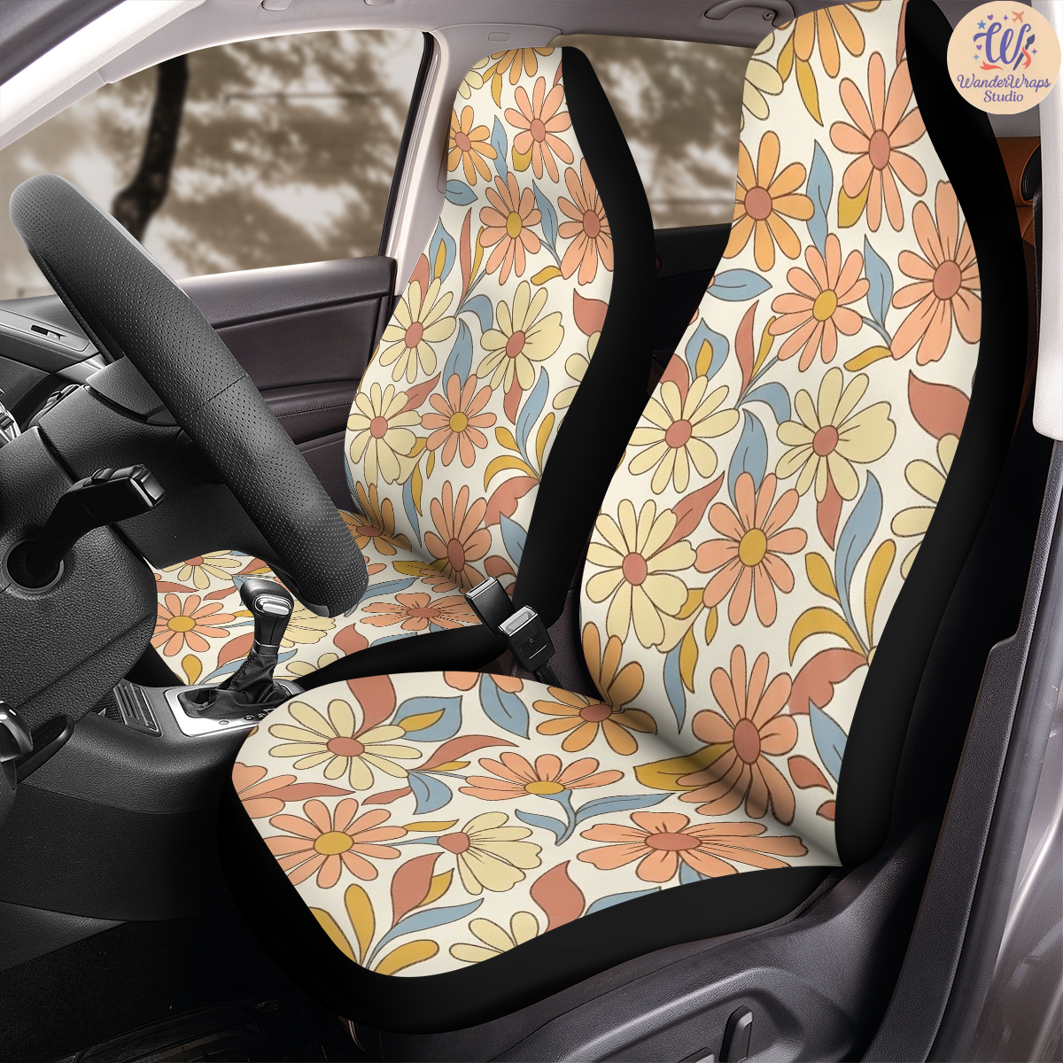 Desert Bloom ’72 Car Seat Covers – High Quality Graphic and Polar Fleece Protector Set