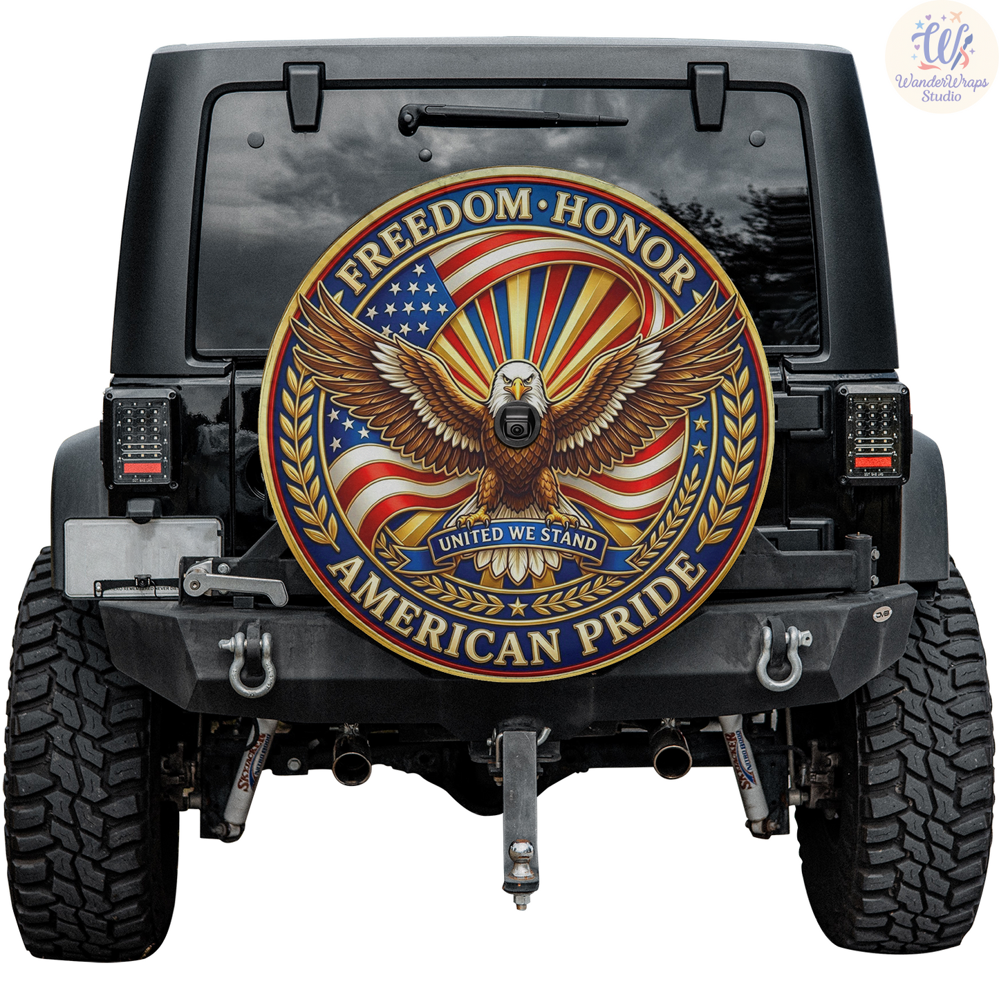 American Pride Spare Tire Cover – Waterproof UV Resistant Protector with Camera Hole