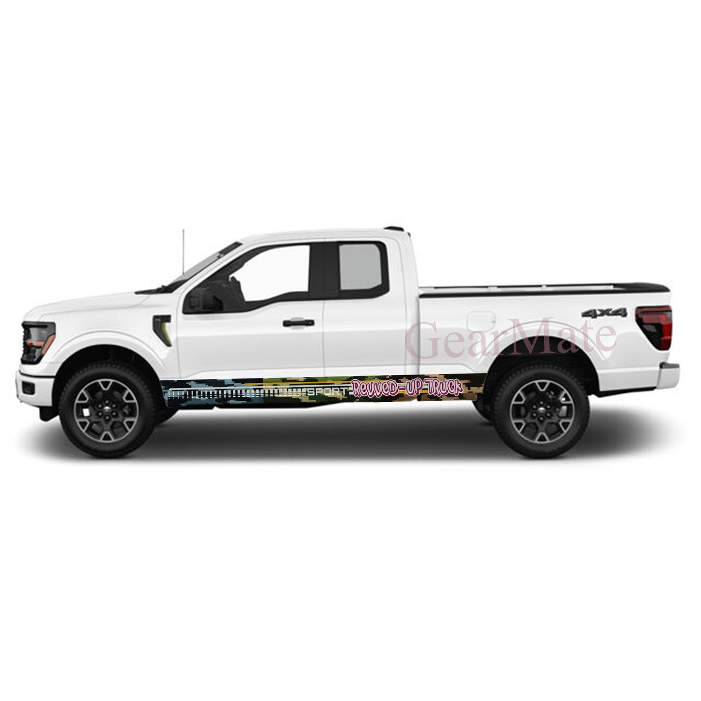 Revved-Up Truck Rocker Panel Graphic Decal Kit (Left & Right Sides) - High Quality Vinyl for Trucks & SUVs