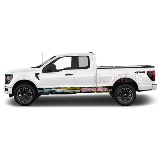 Revved-Up Truck Rocker Panel Graphic Decal Kit (Left & Right Sides) - High Quality Vinyl for Trucks & SUVs