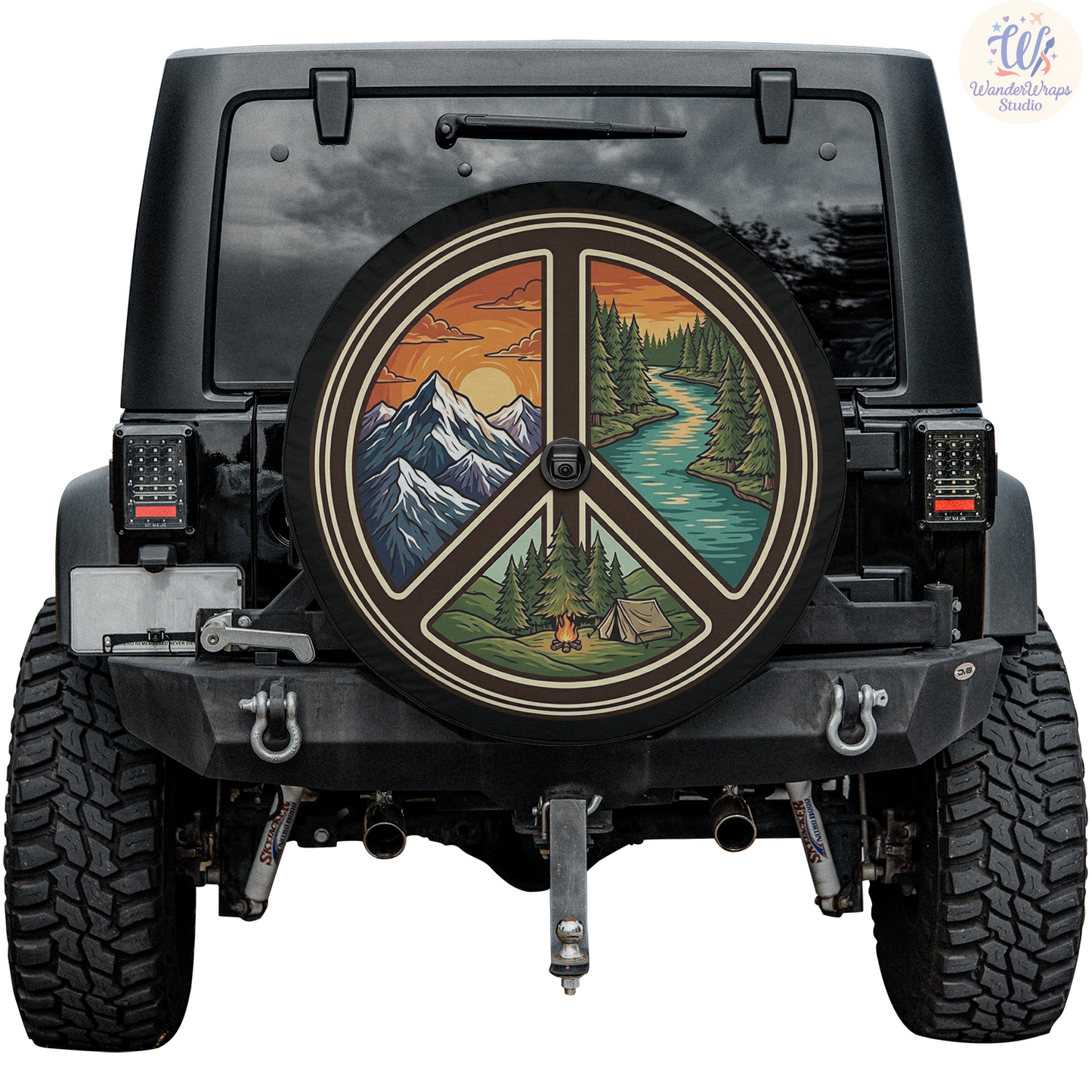 Peace Camping Adventure Spare Tire Cover – Waterproof UV Resistant Protector with Camera Hole