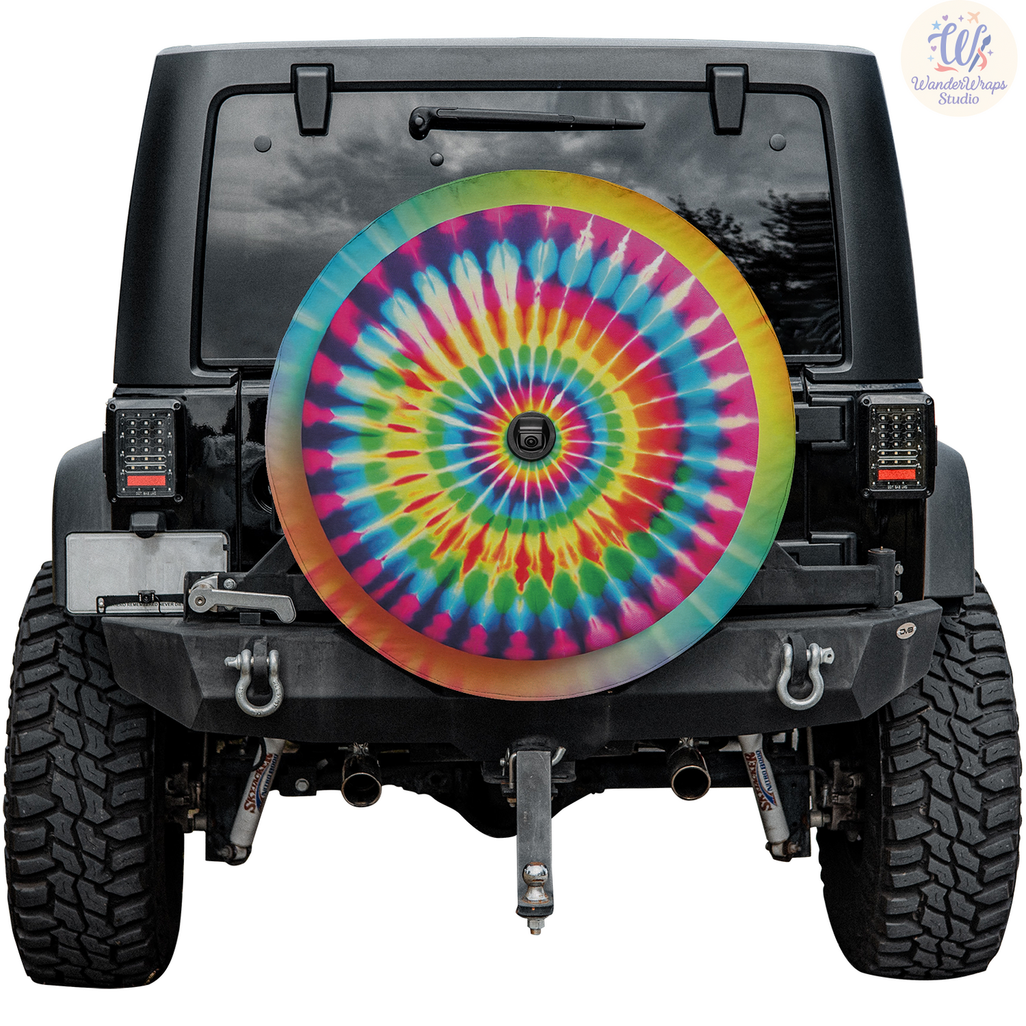 Rainbow Spare Tire Cover – Waterproof UV Resistant Protector with Camera Hole