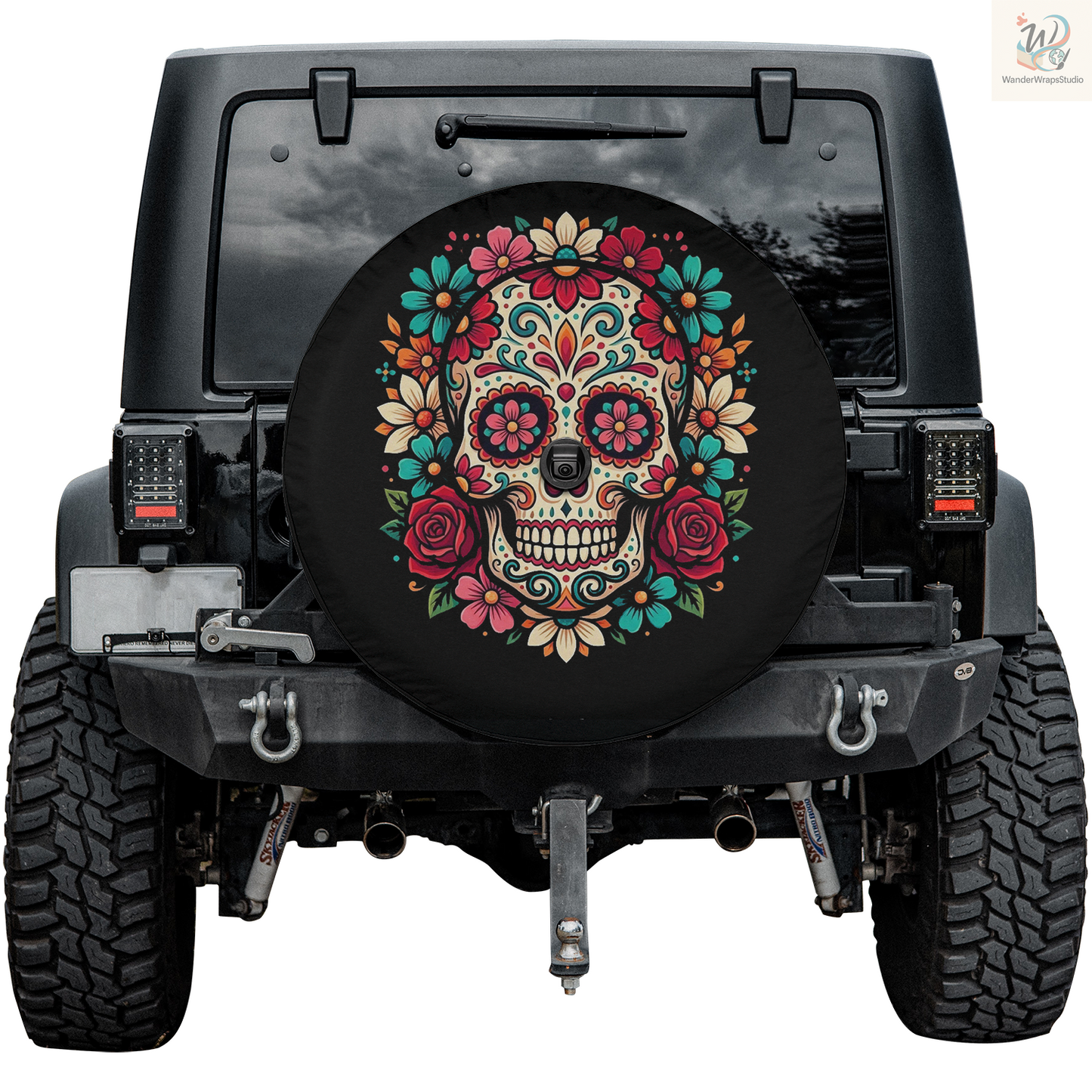 Dia De Los Muertos Spare Tire Cover – Waterproof UV Resistant Protector with Camera Hole