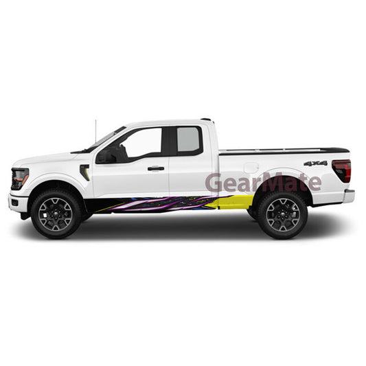 Sport Racing Blue PY Rocker Panel Graphic Decal Kit (Left & Right Sides) - High Quality Vinyl for Trucks & SUVs