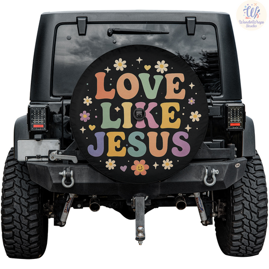 Love Like Jesus Spare Tire Cover – Waterproof UV Resistant Protector with Camera Hole