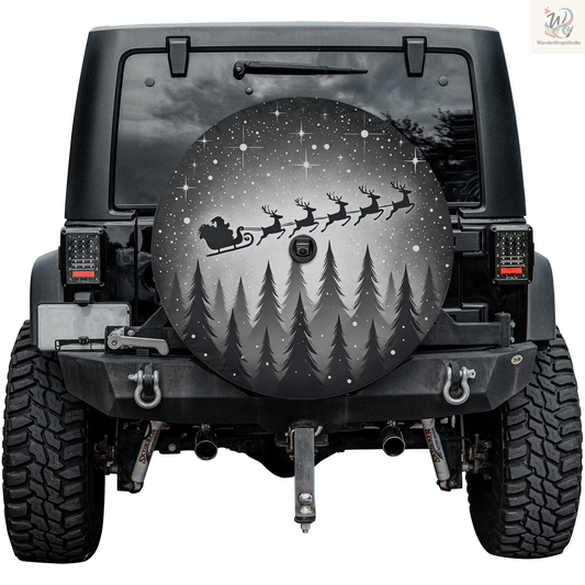 Christmas Black & White Spare Tire Cover – Waterproof UV Resistant Protector with Camera Hole