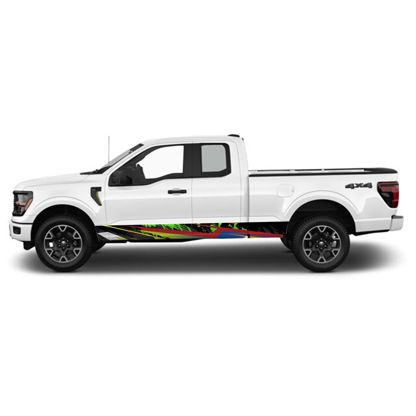 Green Mix Rocker Panel Graphic Decal Kit (Left & Right Sides) - High Quality Vinyl for Trucks & SUVs