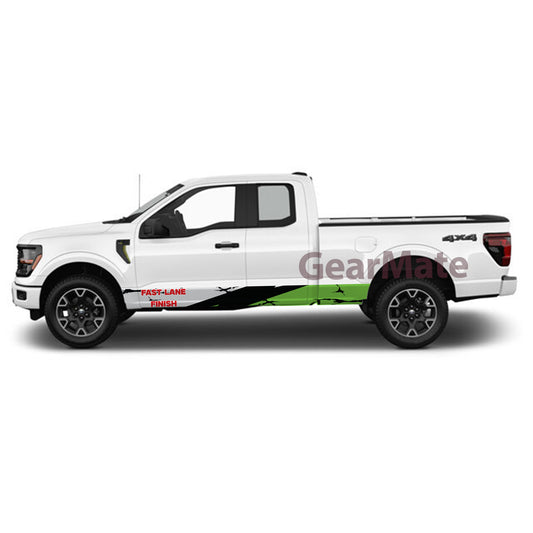 Fast Lane Finish Rocker Panel Graphic Decal Kit (Left & Right Sides) - High Quality Vinyl for Trucks & SUVs