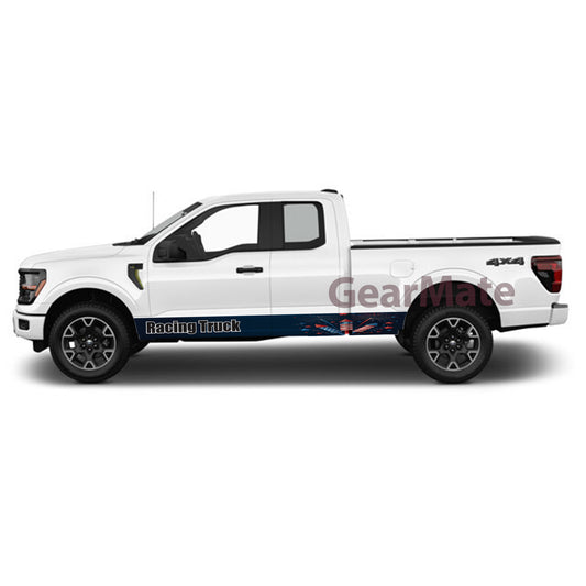 Racing Truck Rocker Panel Graphic Decal Kit (Left & Right Sides) - High Quality Vinyl for Trucks & SUVs