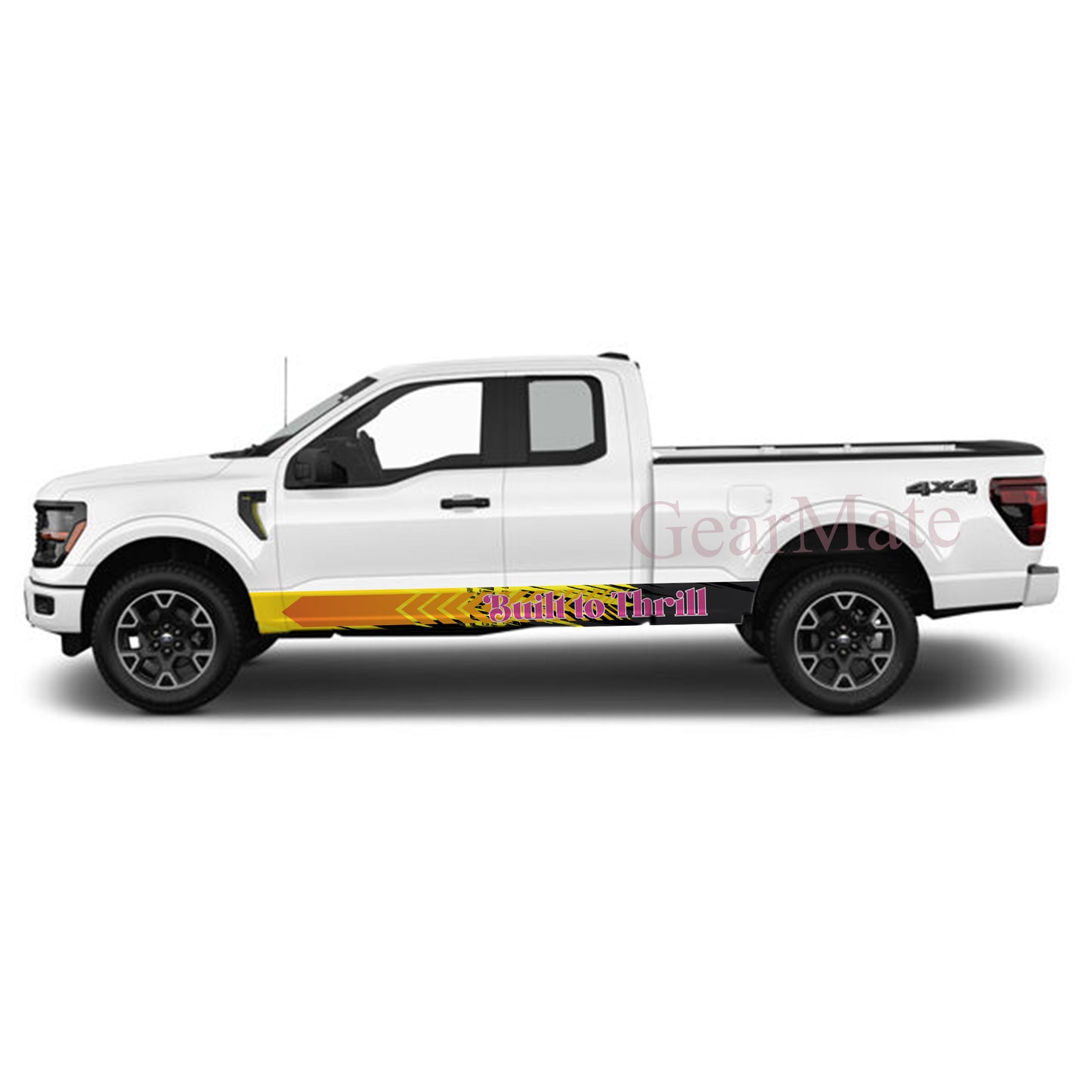 Built To Thrill Rocker Panel Graphic Decal Kit (Left & Right Sides) - High Quality Vinyl for Trucks & SUVs