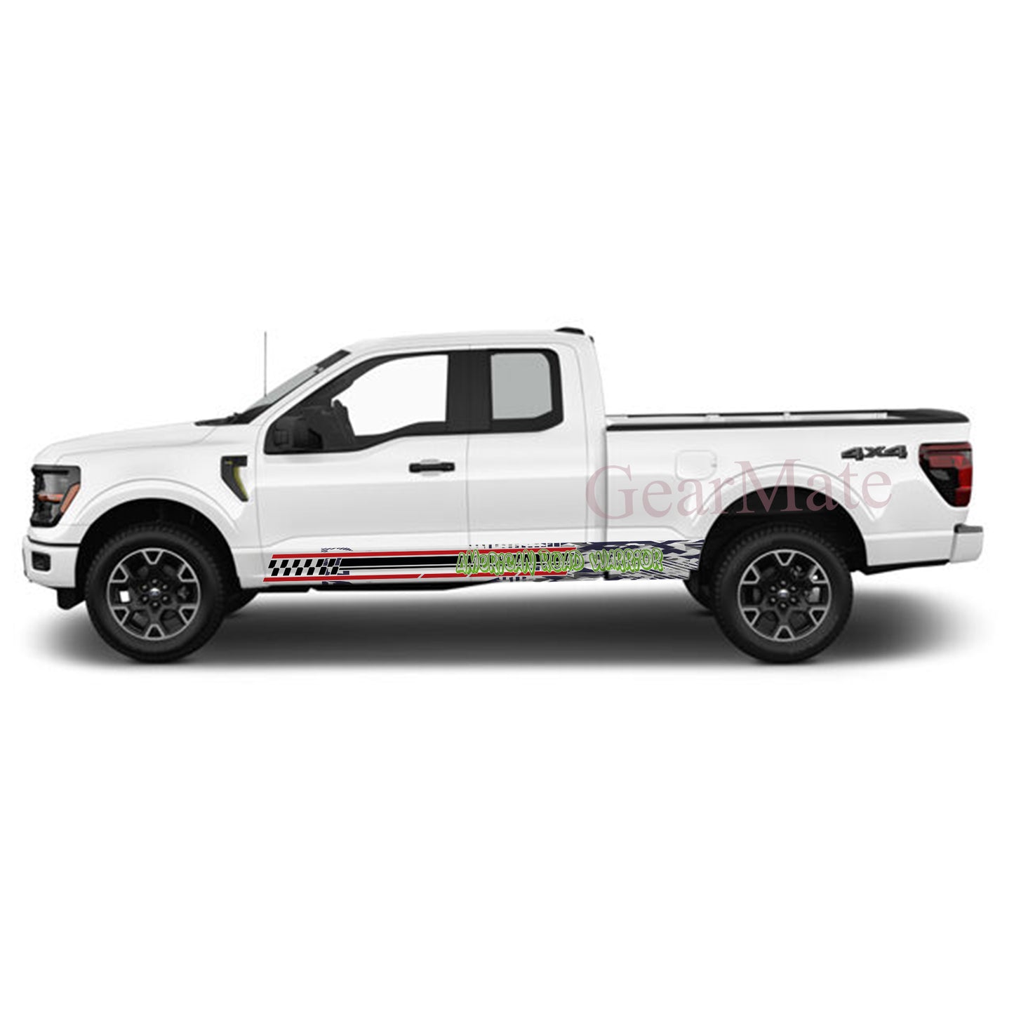 American Road Warrior Rocker Panel Graphic Decal Kit (Left & Right Sides) - High Quality Vinyl for Trucks & SUVs