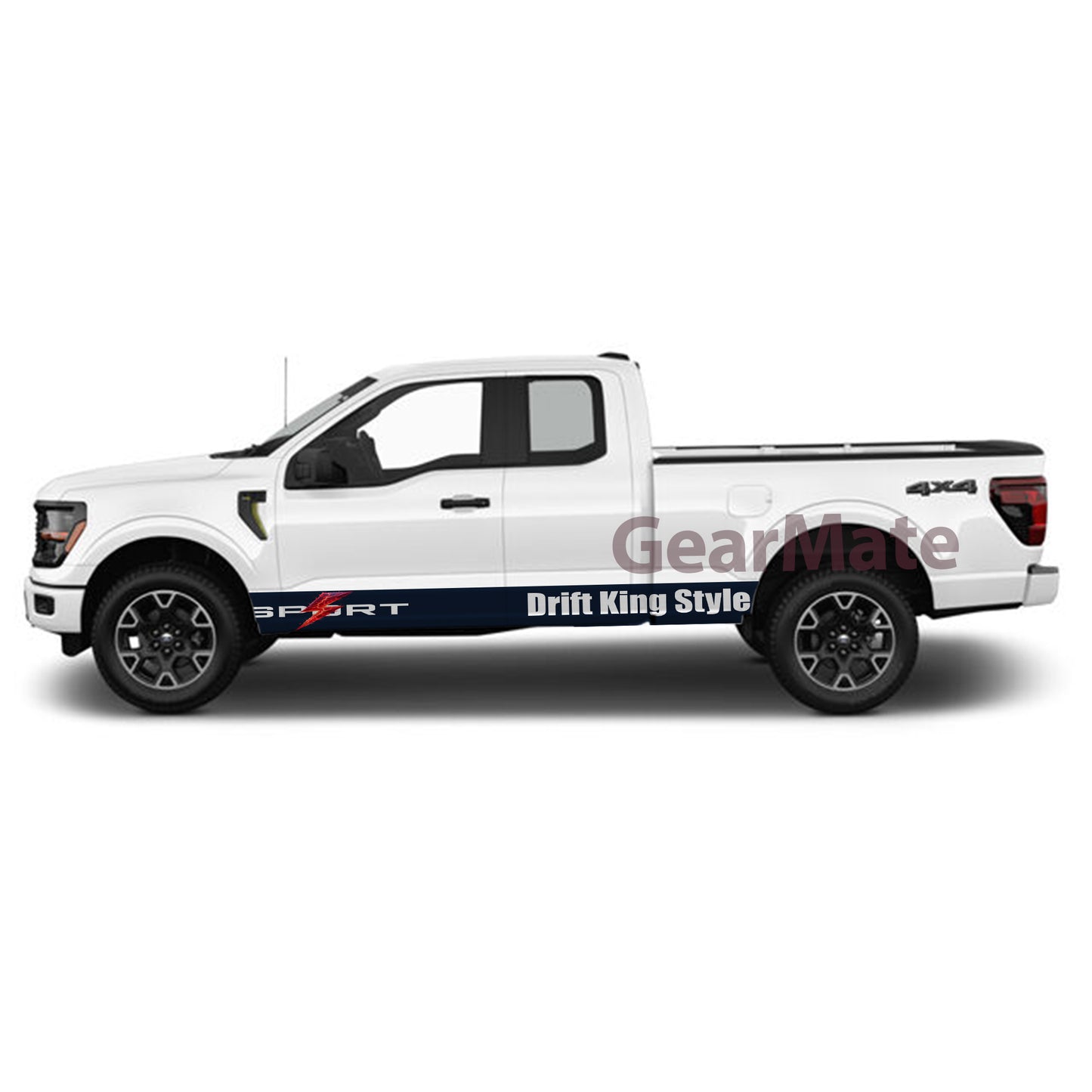 Sport Drift King Style Rocker Panel Graphic Decal Kit (Left & Right Sides) - High Quality Vinyl for Trucks & SUVs