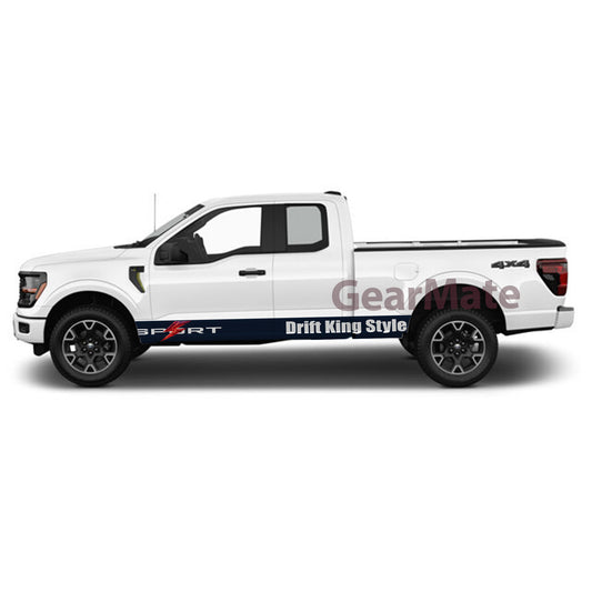 Sport Drift King Style Rocker Panel Graphic Decal Kit (Left & Right Sides) - High Quality Vinyl for Trucks & SUVs