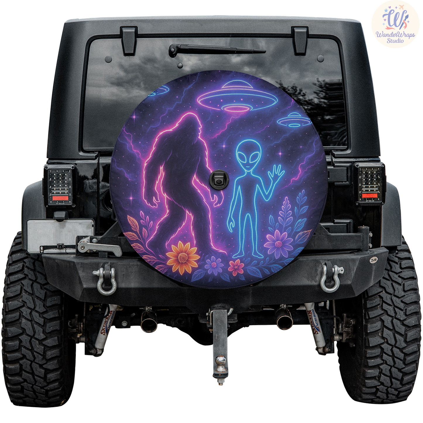 Big Foot Alien Spare Tire Cover – Waterproof UV Resistant Protector with Camera Hole