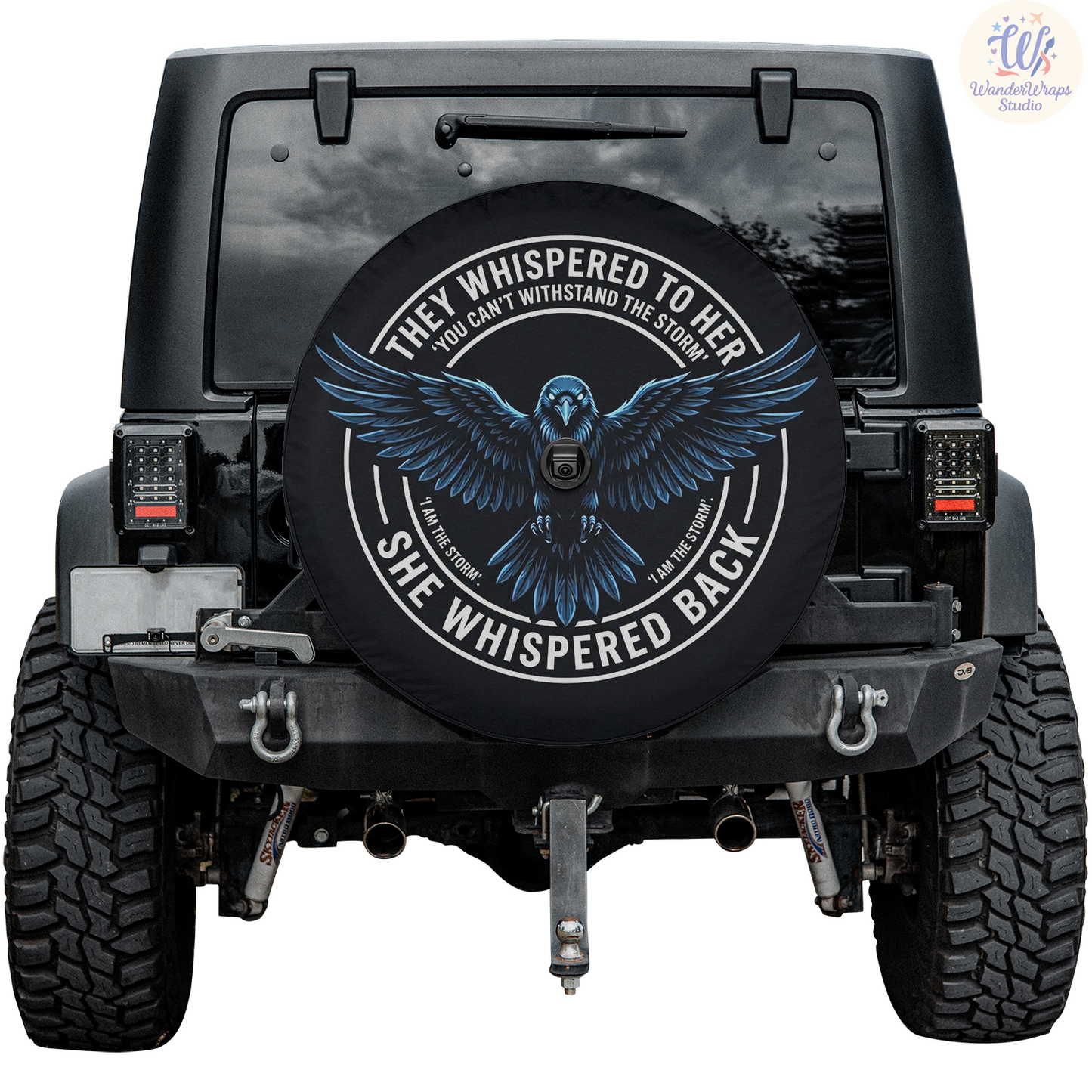 Raven I Am The Storm Spare Tire Cover – Waterproof UV Resistant Protector with Camera Hole