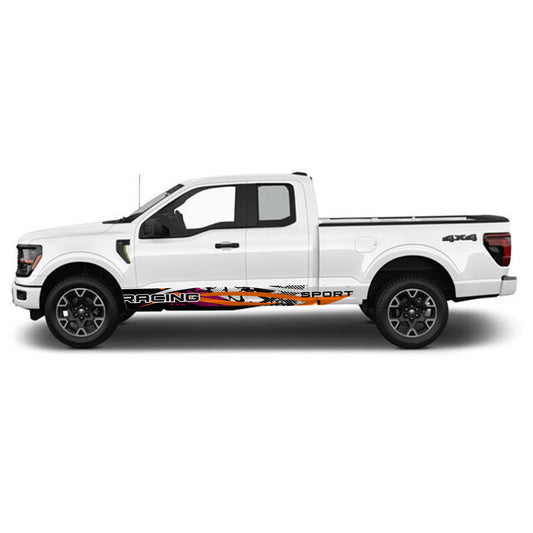 Racing Pink Panel Graphic Decal Kit (Left & Right Sides) - High Quality Vinyl for Trucks & SUVs