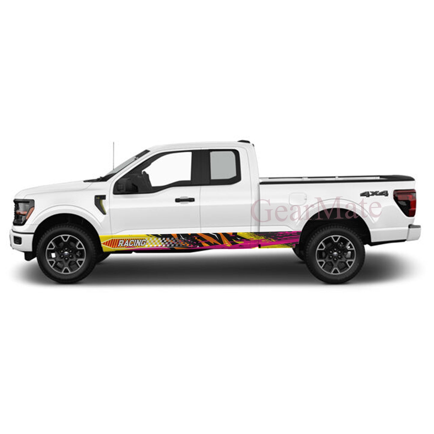 Racing Pink Orange Rocker Panel Graphic Decal Kit (Left & Right Sides) - High Quality Vinyl for Trucks & SUVs