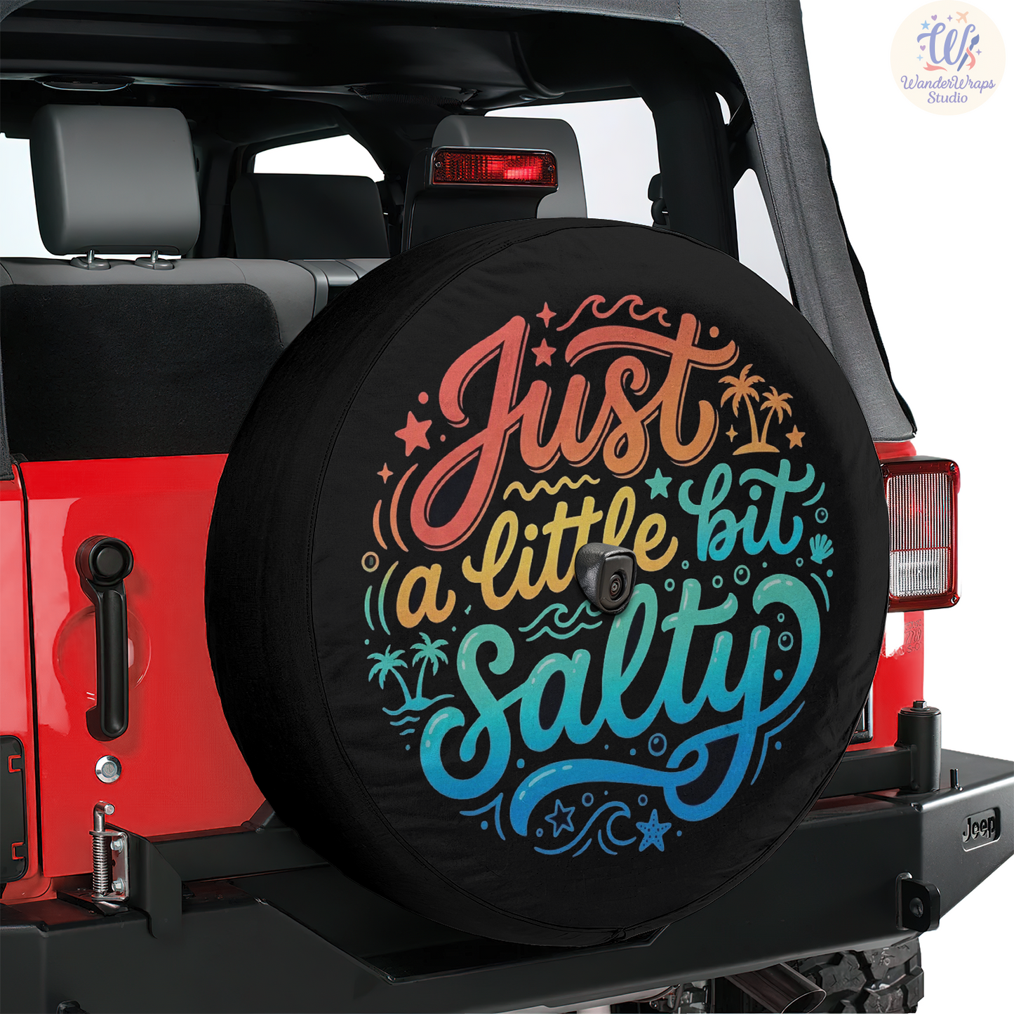 Just A Little Salty Spare Tire Cover – Waterproof UV Resistant Protector with Camera Hole