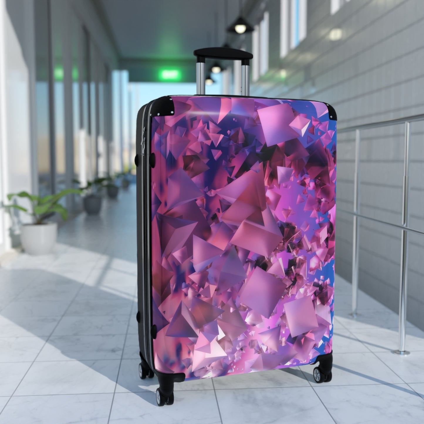 Abstract 3D Pyramids Art Carry-On Suitcase - Stylish Luggage for Travelers