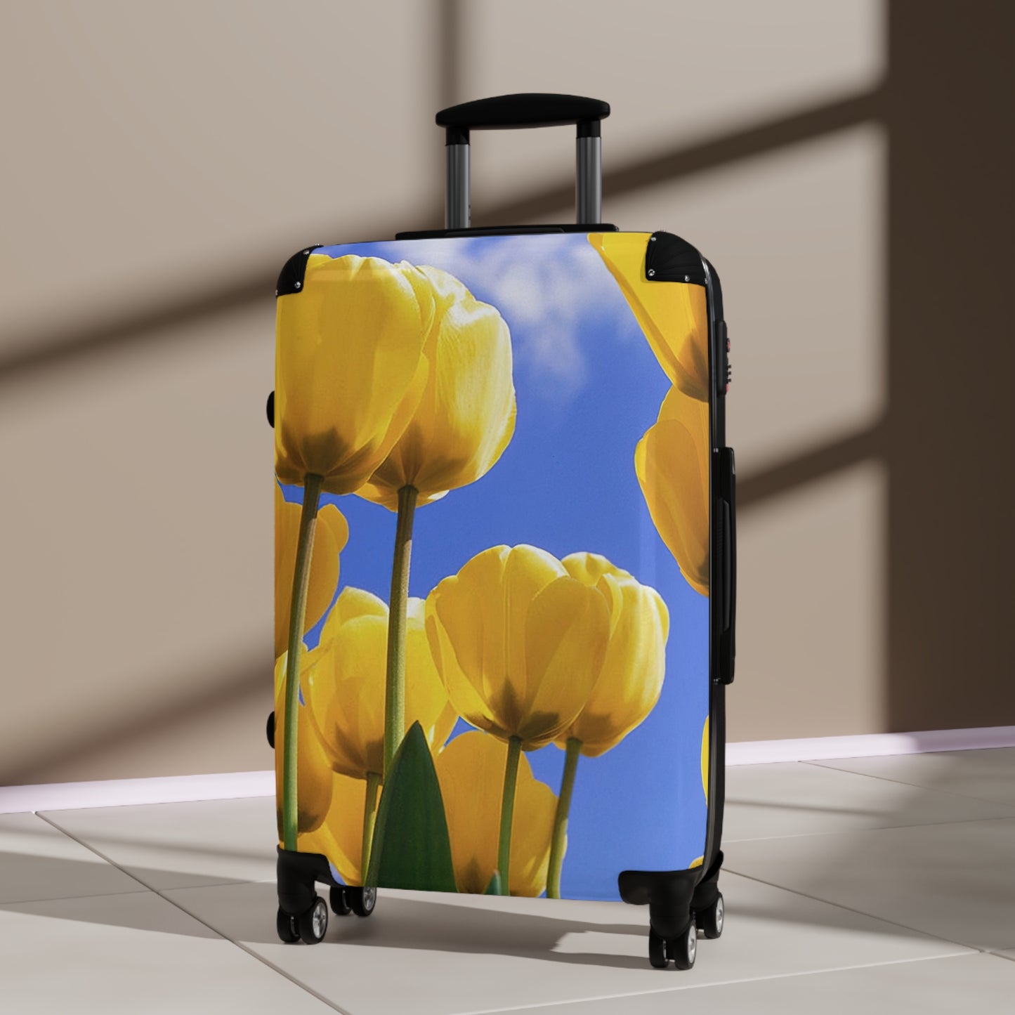Nature Flowers Floral Yellow Tulips Art Carry-On Suitcase - Stylish Luggage for Travelers