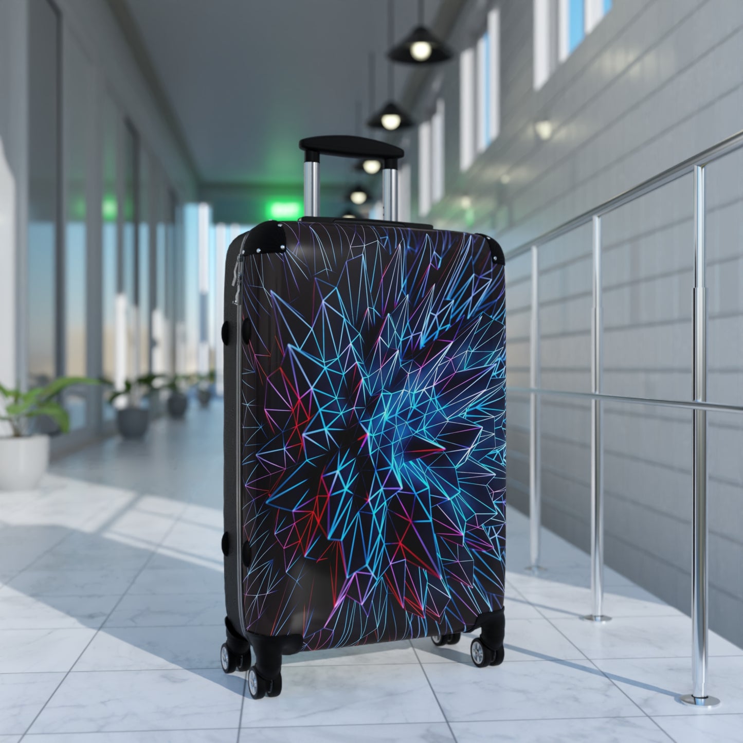 Abstract Polygon Carry-On Suitcase - Stylish Luggage for Travelers