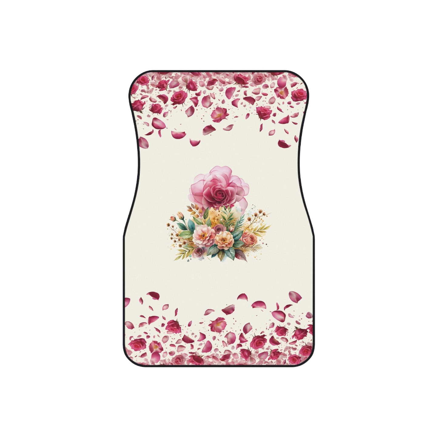 Flowers Pink Rose Watercolor Car Floor Mats – 2-Piece Front Set, Durable & Stylish, Universal Fit