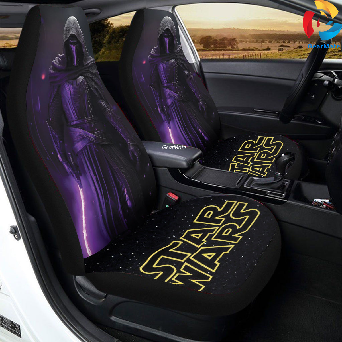 Starwars The Mandalorian Purple Sword Car Seat Covers – High Quality Graphic and Polar Fleece Protector Set