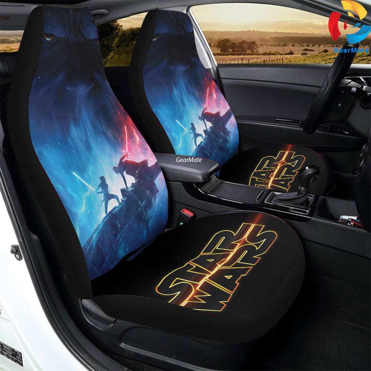 Skywalker Starwars Car Seat Covers – High Quality Graphic and Polar Fleece Protector Set
