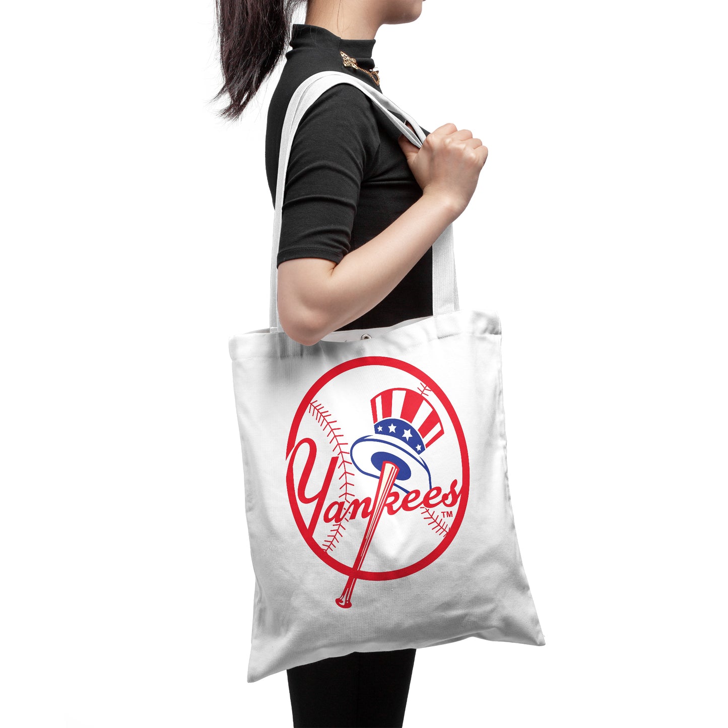MLB New York Yankees Baseball Love Polyester Canvas Tote Bag - Durable and Stylish