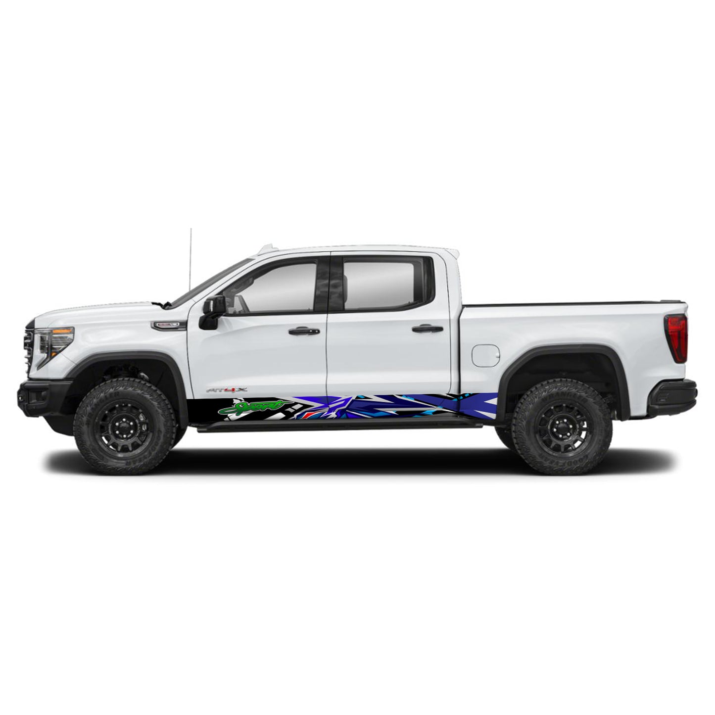 Tiger Blue Rocker Panel Graphic Decal Kit (Left & Right Sides) - High Quality Vinyl for Trucks & SUVs