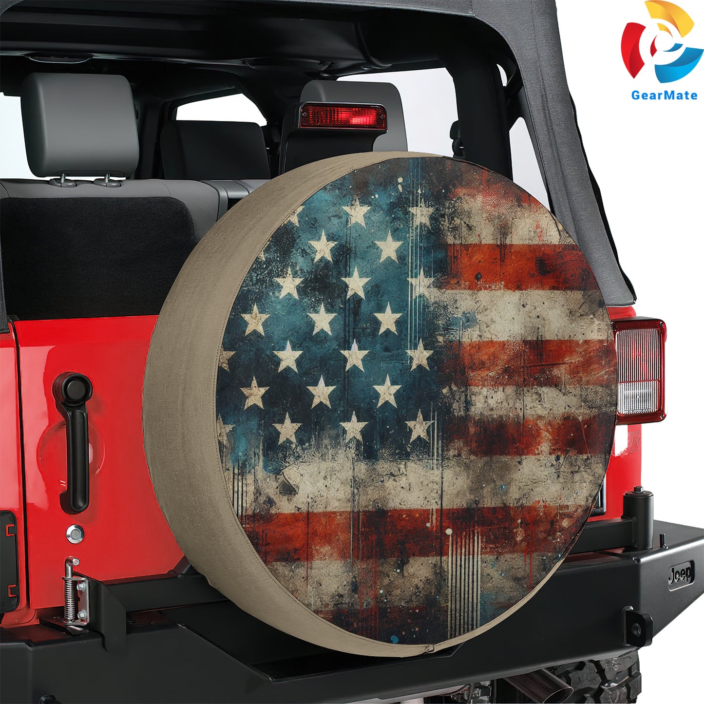 American Flag Grunge Spare Tire Cover – Premium Waterproof UV Resistant Protector