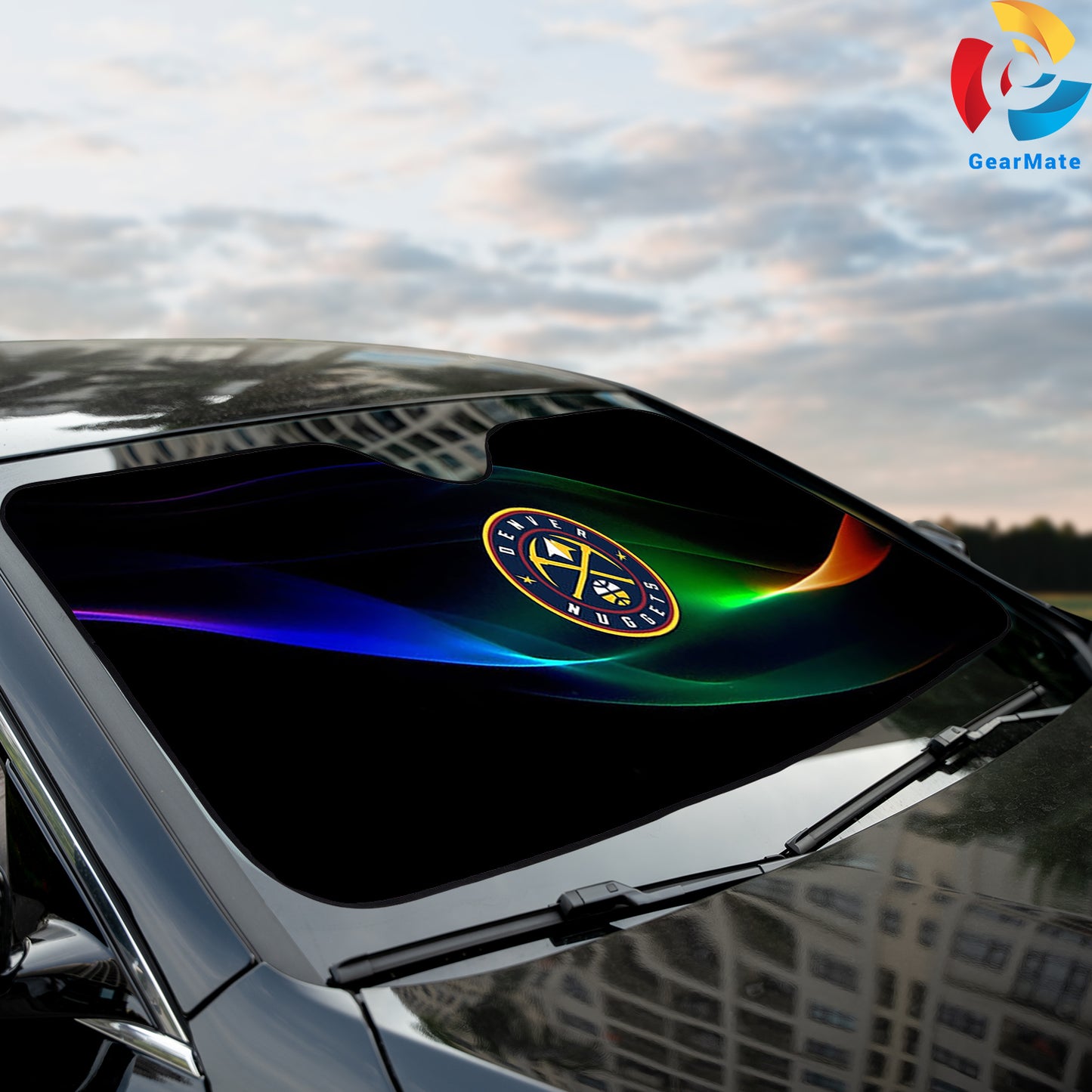 Basketball Neon Denver Nuggets Team Logo Reflective Car Sunshade – Premium Heat & UV Protection, Universal Fit