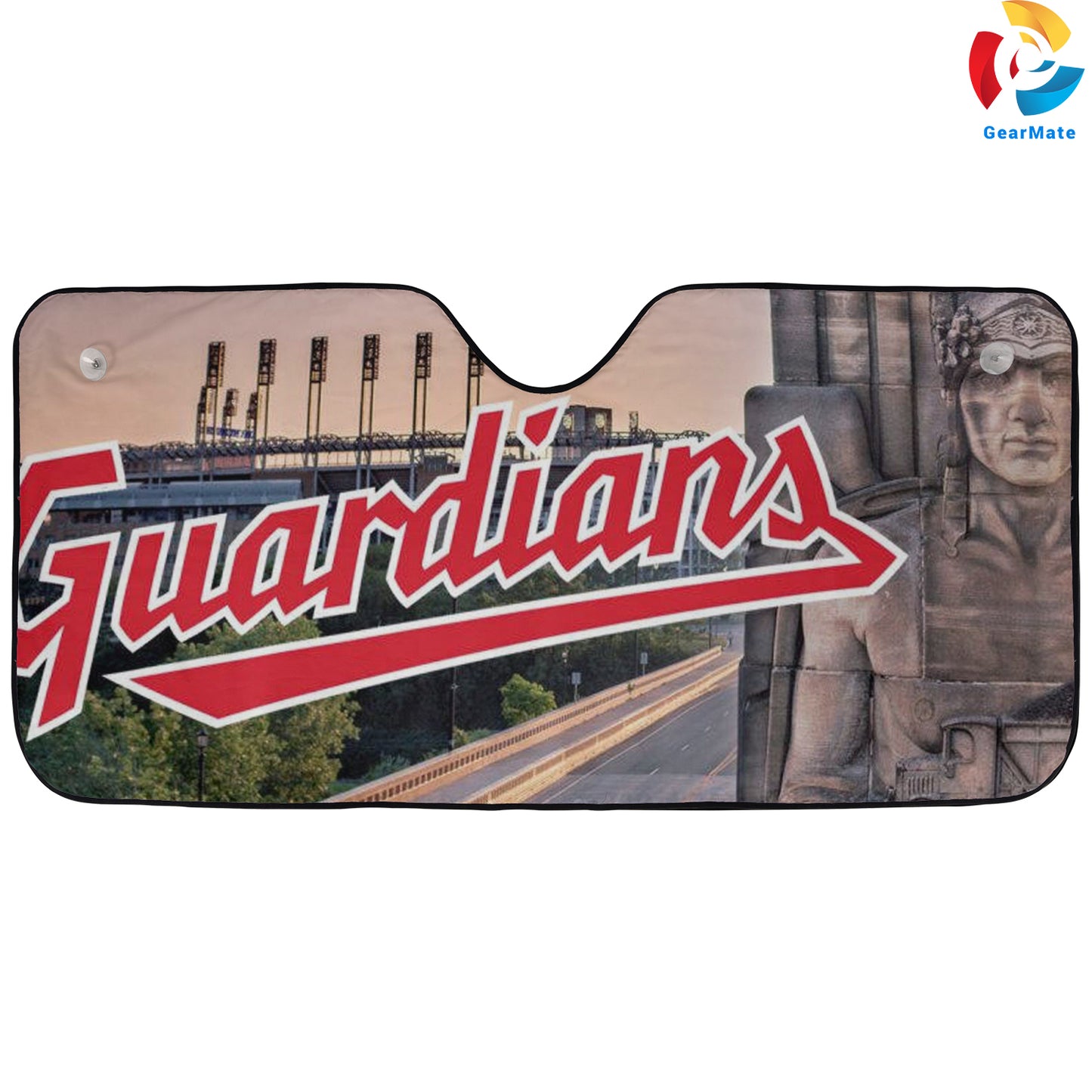 Cleveland Guardians MLB Baseball The Stadium 2 Background Reflective Car Sunshade – Premium Heat & UV Protection, Universal Fit