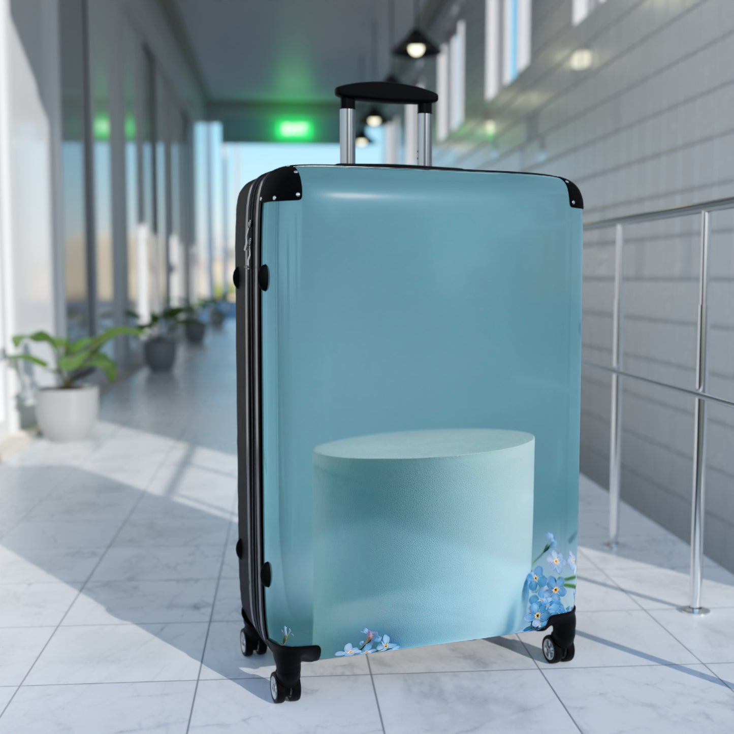 Nature Flowers Floral Blue Pedestal Carry-On Suitcase - Stylish Luggage for Travelers