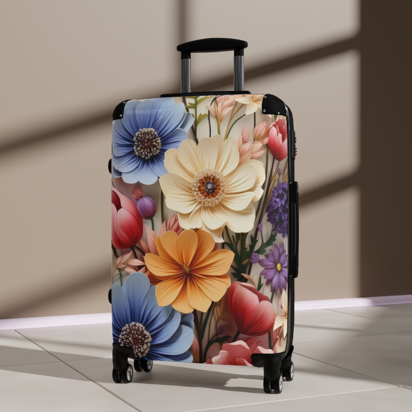 Nature Flowers Floral Paper Art Carry-On Suitcase - Stylish Luggage for Travelers