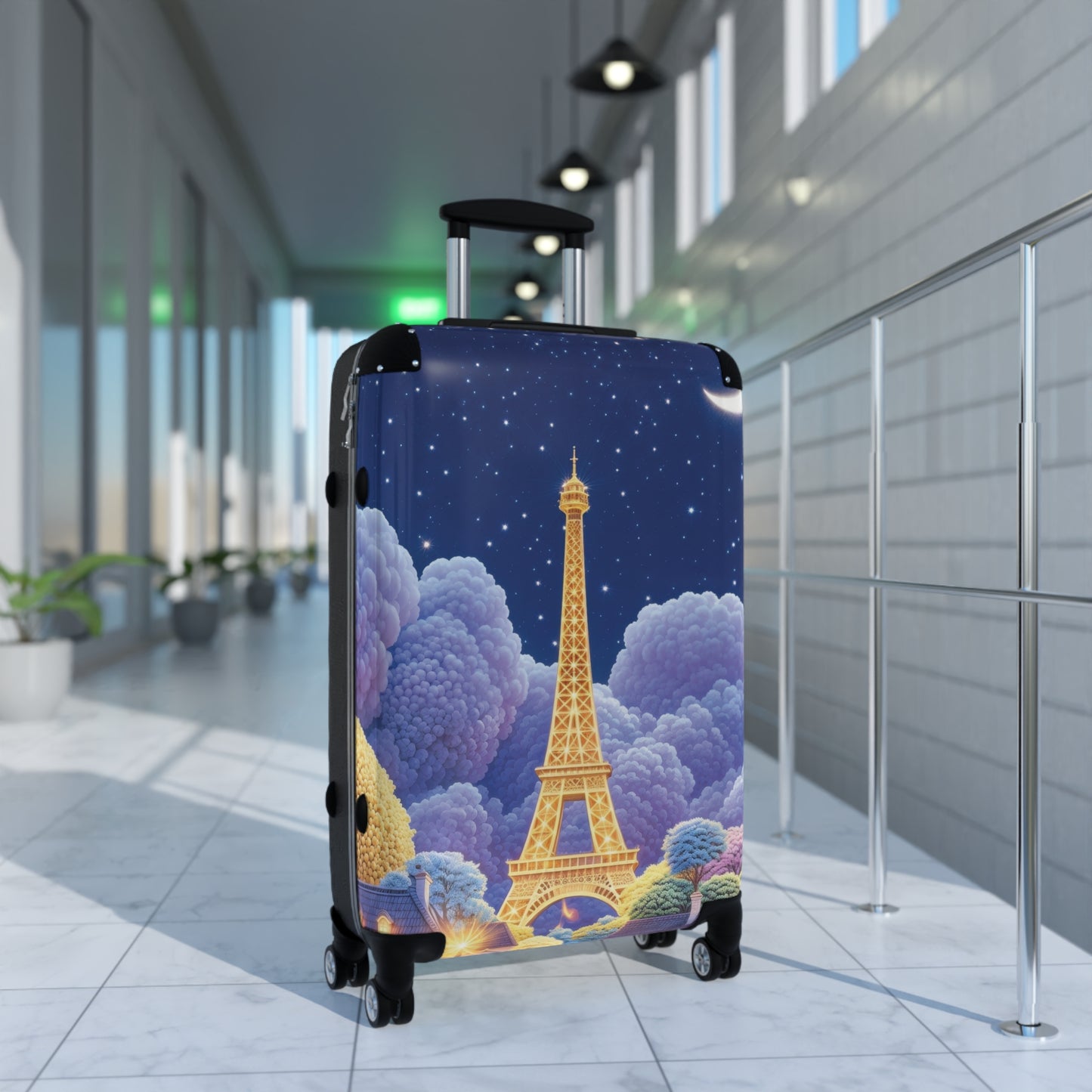 Art Cat Eiffel Tower Dreamy Carry-On Suitcase - Stylish Luggage for Travelers