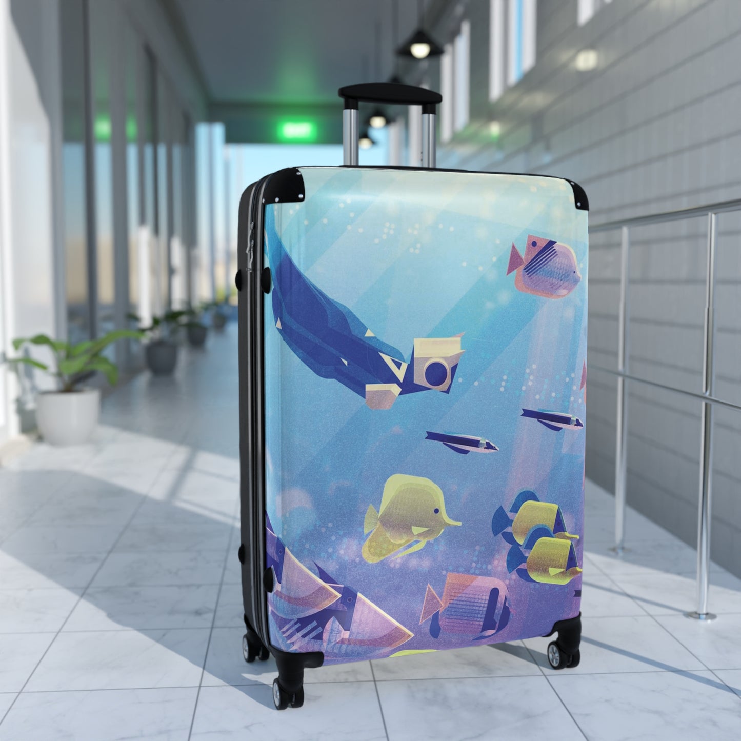 Abstract Underwater Fish Art Carry-On Suitcase - Stylish Luggage for Travelers