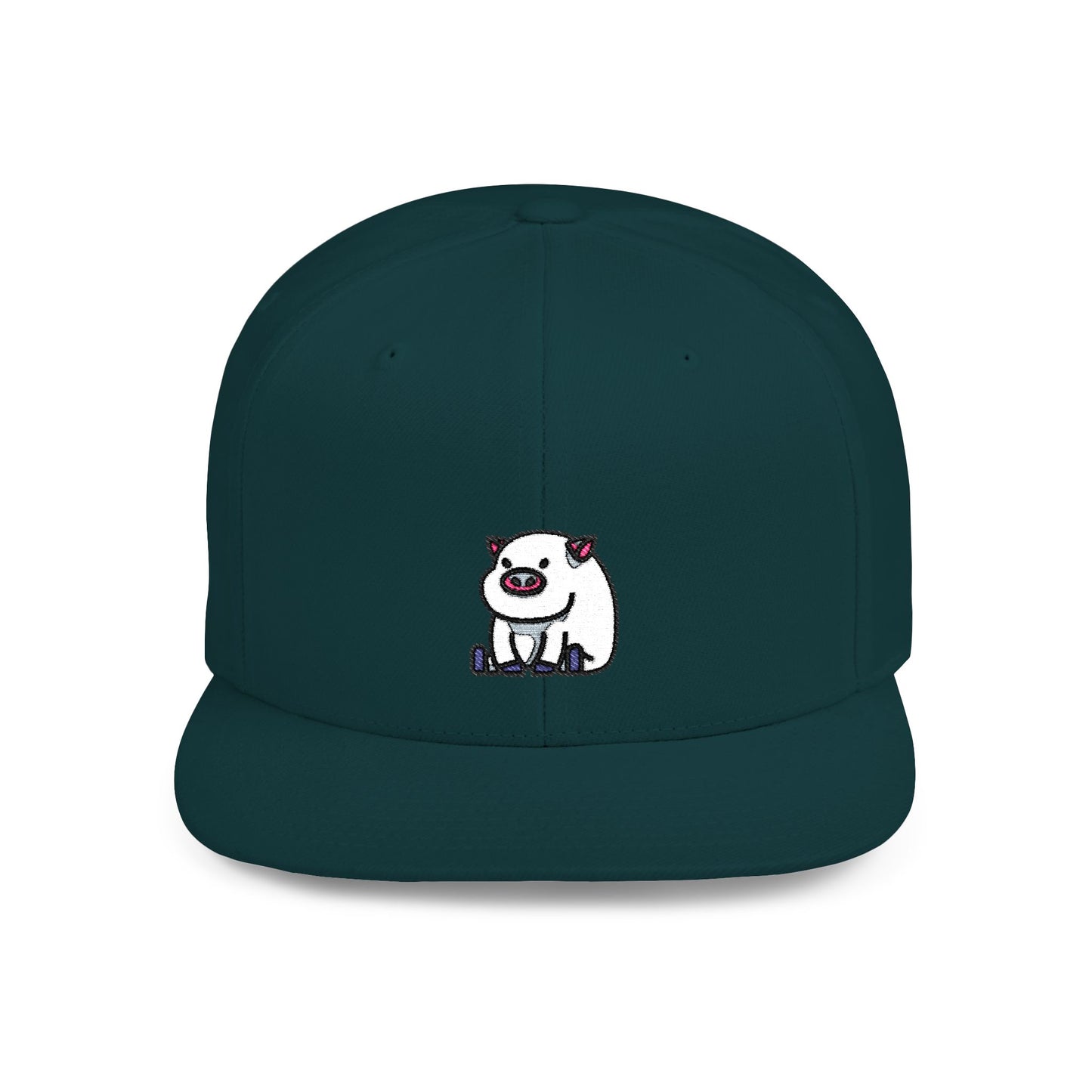 Icons Embroidered Pig Flat Bill Snapback – Lightweight, Custom Fit, Premium Quality