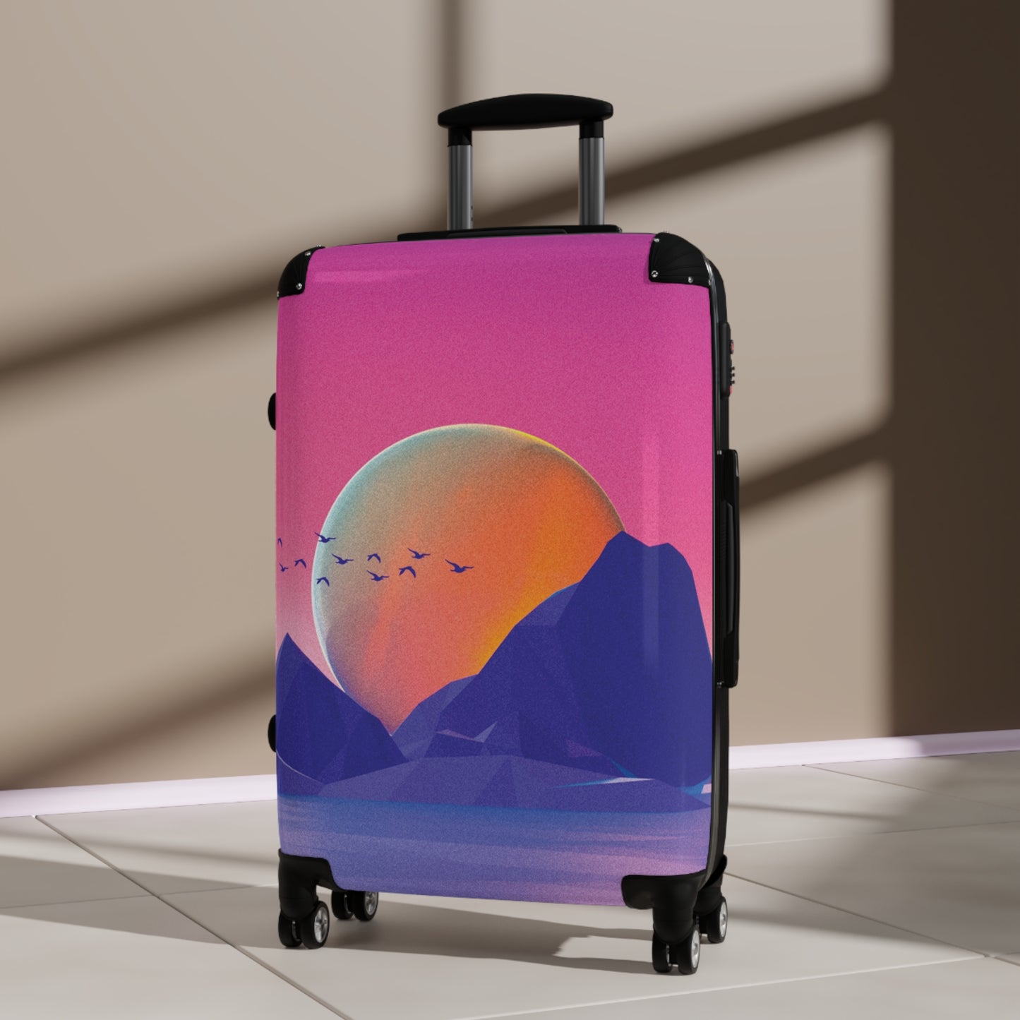 Abstract Neon Scenery Art Carry-On Suitcase - Stylish Luggage for Travelers